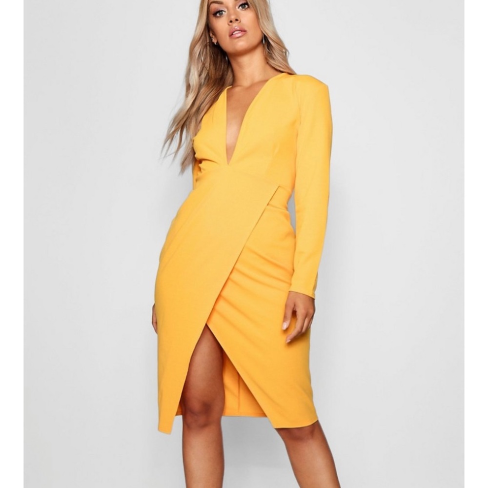 Plus size Wrap Plunge MIDI Dress